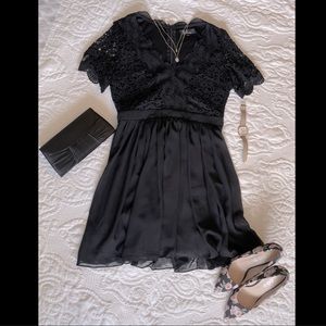 Lulu's Angel in Disguise Black Skater Dress Lace L